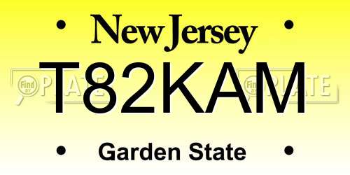 T82KAM New Jersey License Plate