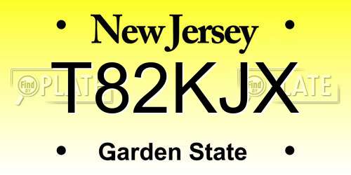 T82KJX New Jersey License Plate