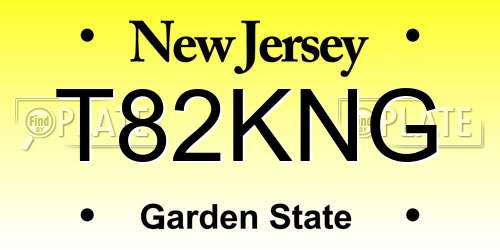T82KNG New Jersey License Plate