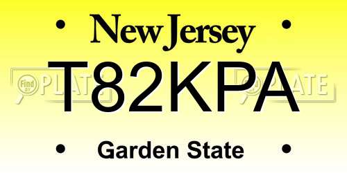T82KPA New Jersey License Plate