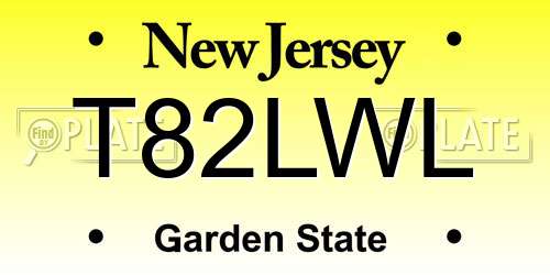 T82LWL New Jersey License Plate
