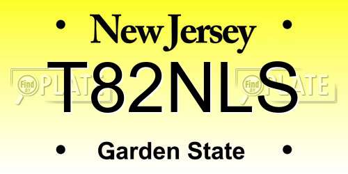 T82NLS New Jersey License Plate