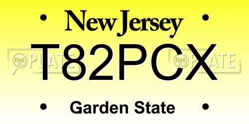 T82PCX New Jersey License Plate