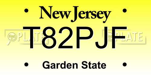 T82PJF New Jersey License Plate