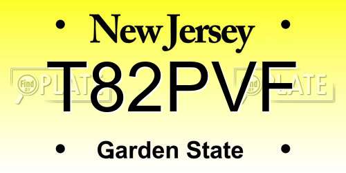 T82PVF New Jersey License Plate
