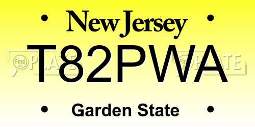 T82PWA New Jersey License Plate