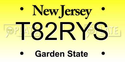 T82RYS New Jersey License Plate