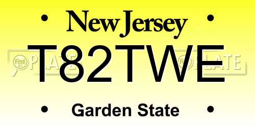 T82TWE New Jersey License Plate