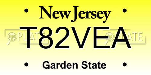 T82VEA New Jersey License Plate