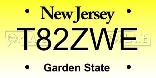 T82ZWE New Jersey License Plate