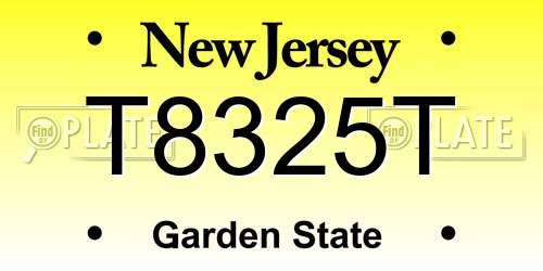 T8325T New Jersey License Plate