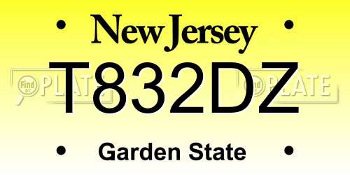 T832DZ New Jersey License Plate