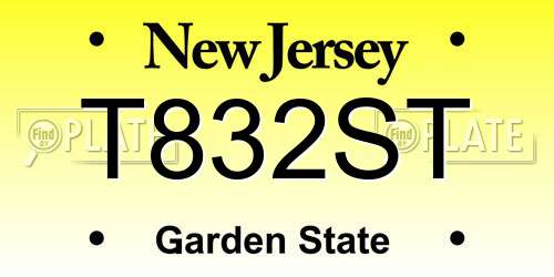 T832ST New Jersey License Plate
