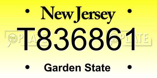 T836861 New Jersey License Plate
