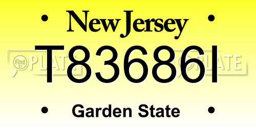 T83686I New Jersey License Plate