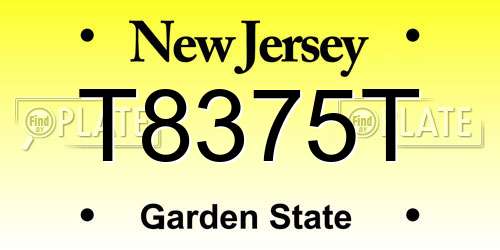 T8375T New Jersey License Plate