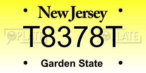 T8378T New Jersey License Plate