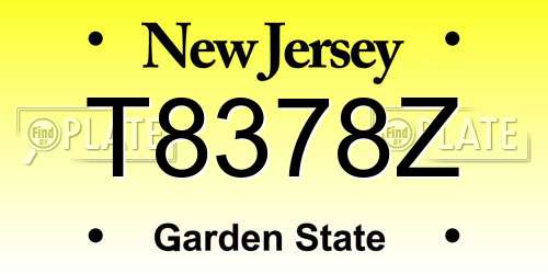 T8378Z New Jersey License Plate