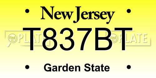 T837BT New Jersey License Plate