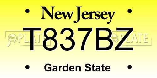 T837BZ New Jersey License Plate