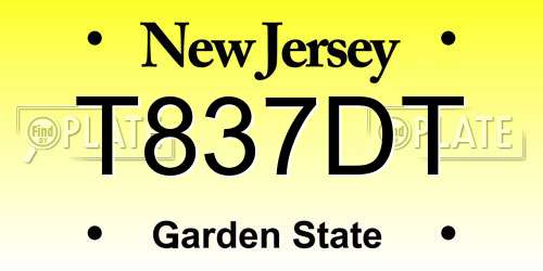 T837DT New Jersey License Plate
