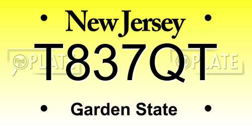 T837QT New Jersey License Plate