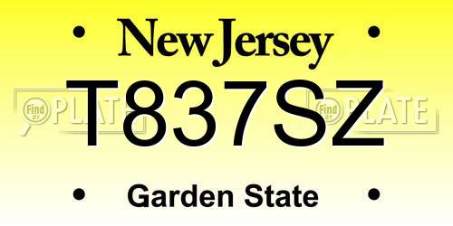T837SZ New Jersey License Plate