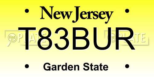 T83BUR New Jersey License Plate