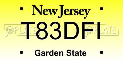 T83DFI New Jersey License Plate