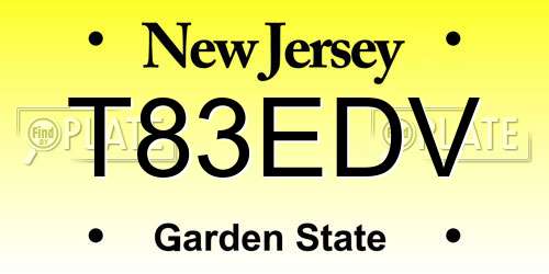 T83EDV New Jersey License Plate
