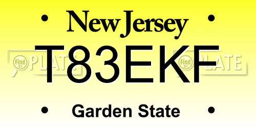 T83EKF New Jersey License Plate