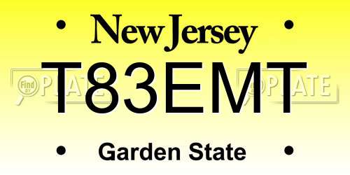 T83EMT New Jersey License Plate
