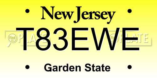T83EWE New Jersey License Plate