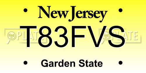 T83FVS New Jersey License Plate