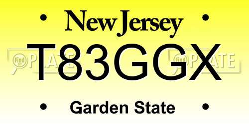 T83GGX New Jersey License Plate