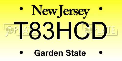 T83HCD New Jersey License Plate