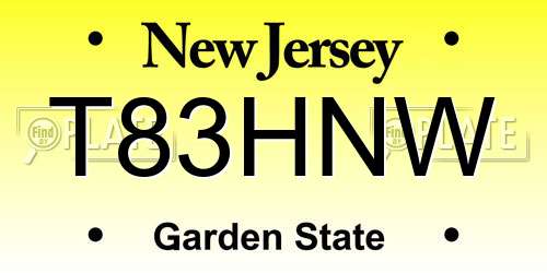 T83HNW New Jersey License Plate