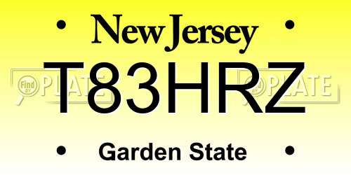 T83HRZ New Jersey License Plate