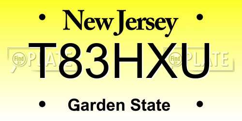 T83HXU New Jersey License Plate