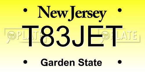 T83JET New Jersey License Plate