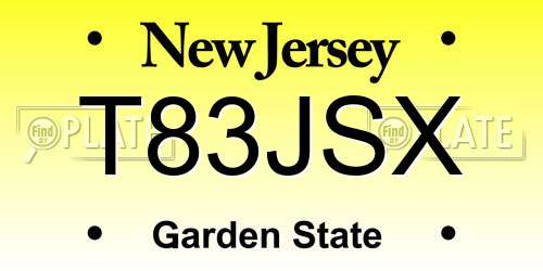 T83JSX New Jersey License Plate
