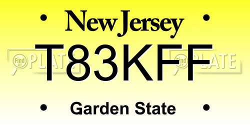 T83KFF New Jersey License Plate