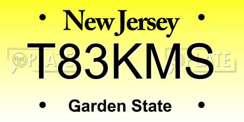 T83KMS New Jersey License Plate