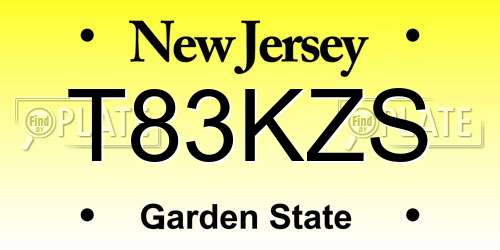 T83KZS New Jersey License Plate