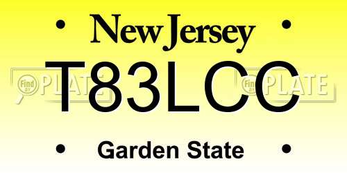 T83LCC New Jersey License Plate