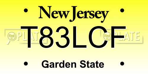 T83LCF New Jersey License Plate