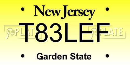 T83LEF New Jersey License Plate
