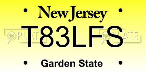 T83LFS New Jersey License Plate