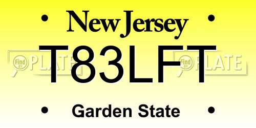 T83LFT New Jersey License Plate