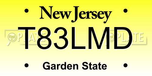 T83LMD New Jersey License Plate